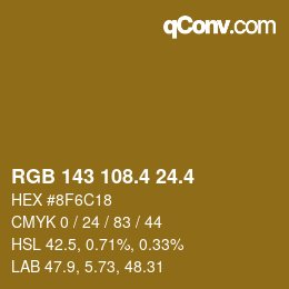 カラーコード: RGB 143 108.4 24.4 | qconv.com