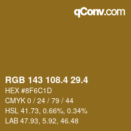 カラーコード: RGB 143 108.4 29.4 | qconv.com