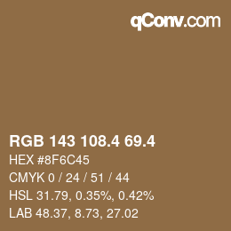 カラーコード: RGB 143 108.4 69.4 | qconv.com
