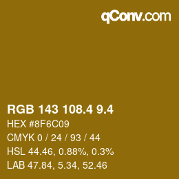 カラーコード: RGB 143 108.4 9.4 | qconv.com