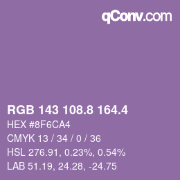 カラーコード: RGB 143 108.8 164.4 | qconv.com
