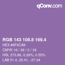 カラーコード: RGB 143 108.8 169.4 | qconv.com