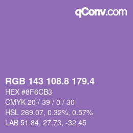 カラーコード: RGB 143 108.8 179.4 | qconv.com