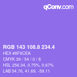 カラーコード: RGB 143 108.8 234.4 | qconv.com