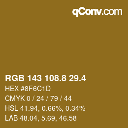 カラーコード: RGB 143 108.8 29.4 | qconv.com