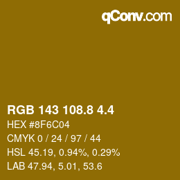 カラーコード: RGB 143 108.8 4.4 | qconv.com