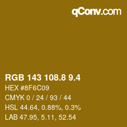カラーコード: RGB 143 108.8 9.4 | qconv.com