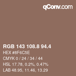 カラーコード: RGB 143 108.8 94.4 | qconv.com