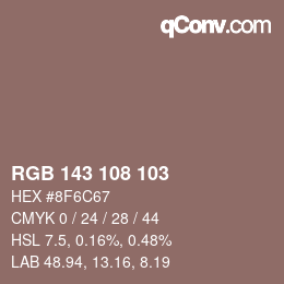 Color code: RGB 143 108 103 | qconv.com