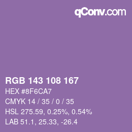 Color code: RGB 143 108 167 | qconv.com