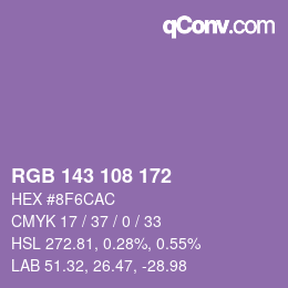 颜色代码: RGB 143 108 172 | qconv.com