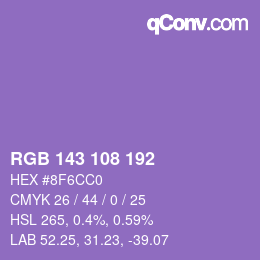 Color code: RGB 143 108 192 | qconv.com