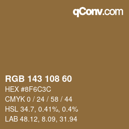 Color code: RGB 143 108 60 | qconv.com