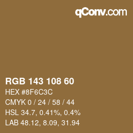 カラーコード: RGB 143 108 60 | qconv.com