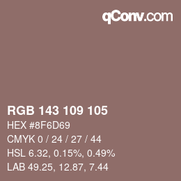 Color code: RGB 143 109 105 | qconv.com