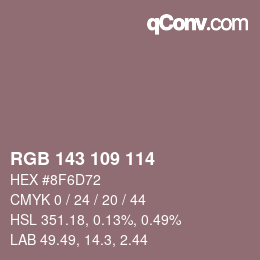 Color code: RGB 143 109 114 | qconv.com