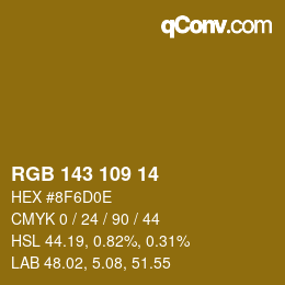 Color code: RGB 143 109 14 | qconv.com