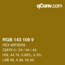 カラーコード: RGB 143 109 9 | qconv.com