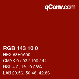 颜色代码: RGB 143 10 0 | qconv.com