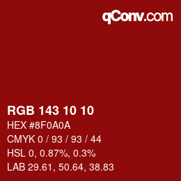 颜色代码: RGB 143 10 10 | qconv.com