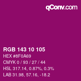颜色代码: RGB 143 10 105 | qconv.com