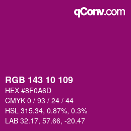 Color code: RGB 143 10 109 | qconv.com