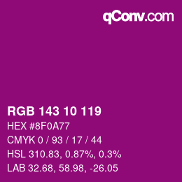 颜色代码: RGB 143 10 119 | qconv.com