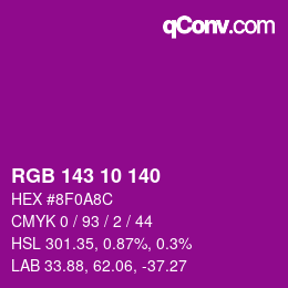 Color code: RGB 143 10 140 | qconv.com