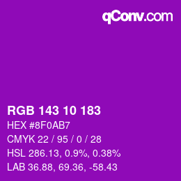 Color code: RGB 143 10 183 | qconv.com