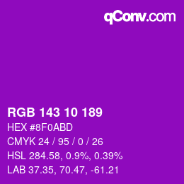 颜色代码: RGB 143 10 189 | qconv.com