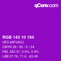 Color code: RGB 143 10 194 | qconv.com