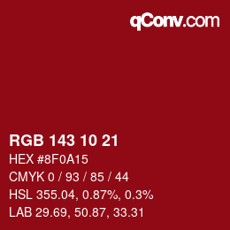 Color code: RGB 143 10 21 | qconv.com