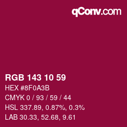 颜色代码: RGB 143 10 59 | qconv.com