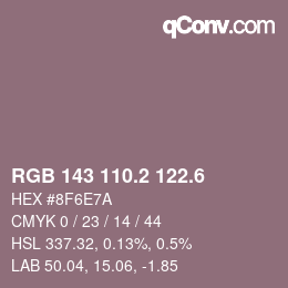 カラーコード: RGB 143 110.2 122.6 | qconv.com