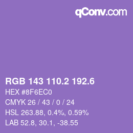カラーコード: RGB 143 110.2 192.6 | qconv.com