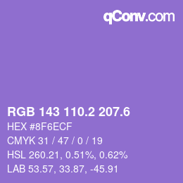 カラーコード: RGB 143 110.2 207.6 | qconv.com