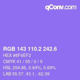 カラーコード: RGB 143 110.2 242.6 | qconv.com