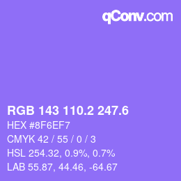 カラーコード: RGB 143 110.2 247.6 | qconv.com