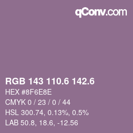 カラーコード: RGB 143 110.6 142.6 | qconv.com