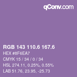カラーコード: RGB 143 110.6 167.6 | qconv.com