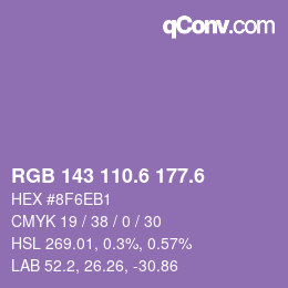 カラーコード: RGB 143 110.6 177.6 | qconv.com