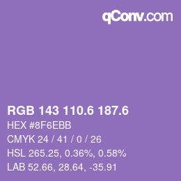 カラーコード: RGB 143 110.6 187.6 | qconv.com
