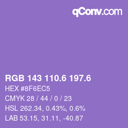 カラーコード: RGB 143 110.6 197.6 | qconv.com
