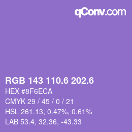 カラーコード: RGB 143 110.6 202.6 | qconv.com