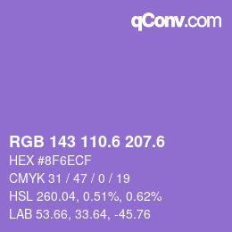 カラーコード: RGB 143 110.6 207.6 | qconv.com
