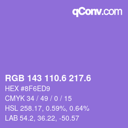 カラーコード: RGB 143 110.6 217.6 | qconv.com