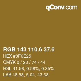 カラーコード: RGB 143 110.6 37.6 | qconv.com