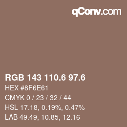 カラーコード: RGB 143 110.6 97.6 | qconv.com