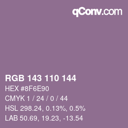 Color code: RGB 143 110 144 | qconv.com