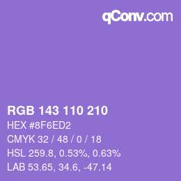 カラーコード: RGB 143 110 210 | qconv.com
